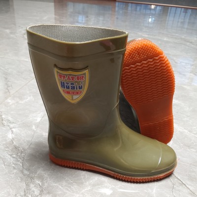 华鹿男士中筒雨靴加厚平底雨鞋耐磨雨鞋钓鱼靴下水鞋清洁水鞋胶靴