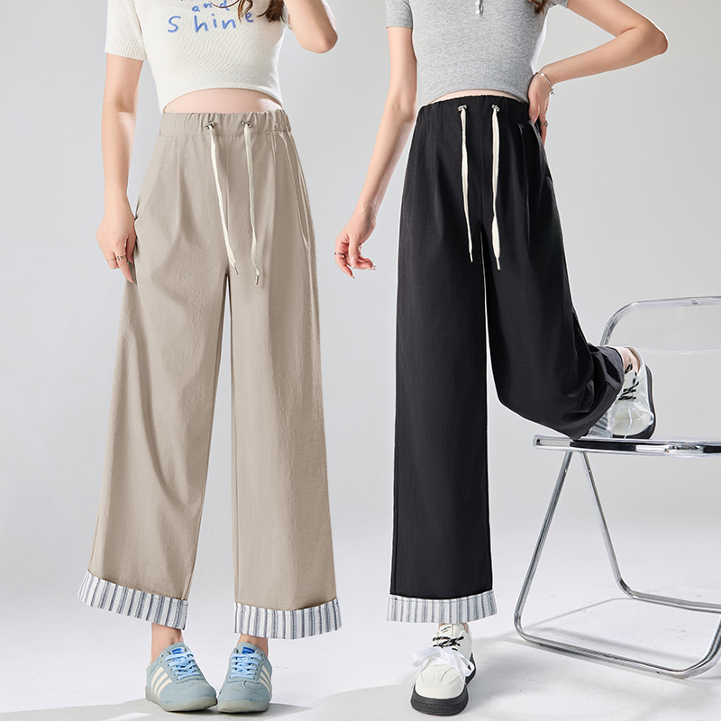 孕婦顯瘦直筒闊腿褲夏季外穿薄款