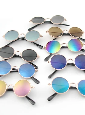 爱心眼镜猫咪墨镜防紫外线眼镜潮流酷配饰金属眼镜宠物用品太阳镜