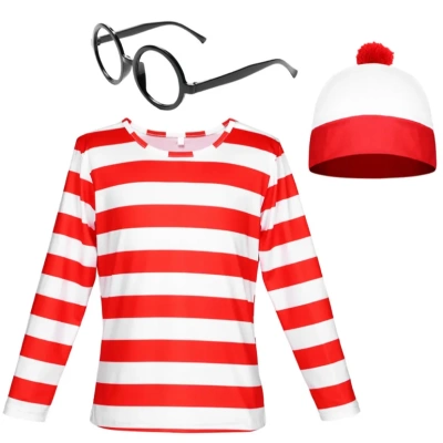 男款女款T儿童款圣诞款红白色条纹T恤帽子套装亲子长袖T恤家庭装
