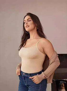 热辣带胸垫欧美上衣女式紧致吊带塑身衣超细纤维加长背心厂家直销