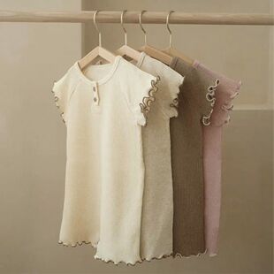 新生婴儿连体衣华夫格衣服儿童夏天夏季薄款男女短袖哈衣爬服夏装