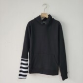 5款 休闲简约上衣 套头长袖 日单春秋季 黑色连帽卫衣男女条纹袖