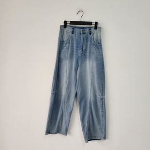 浅蓝色小众显瘦通勤裤 5款 九分裤 女夏季 日单复古高腰直筒牛仔裤