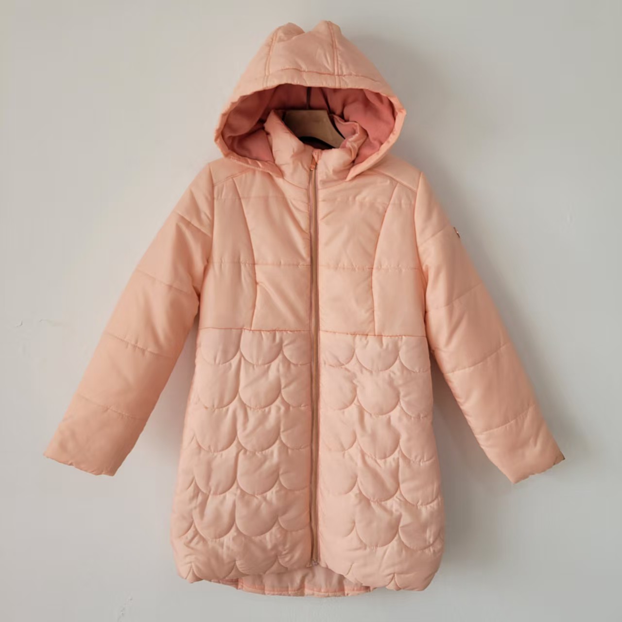 童装秋冬季 女童菱格绗缝棉服外套连帽宽松纯色夹棉上衣秋冬新款