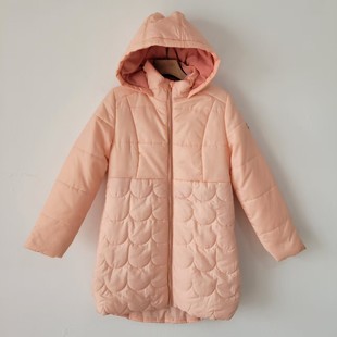 女童菱格绗缝棉服外套连帽宽松纯色夹棉上衣秋冬新款 童装 秋冬季