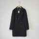 日单秋冬季 简约英伦风黑色毛呢大衣男女中长款 双排扣日系翻领外套