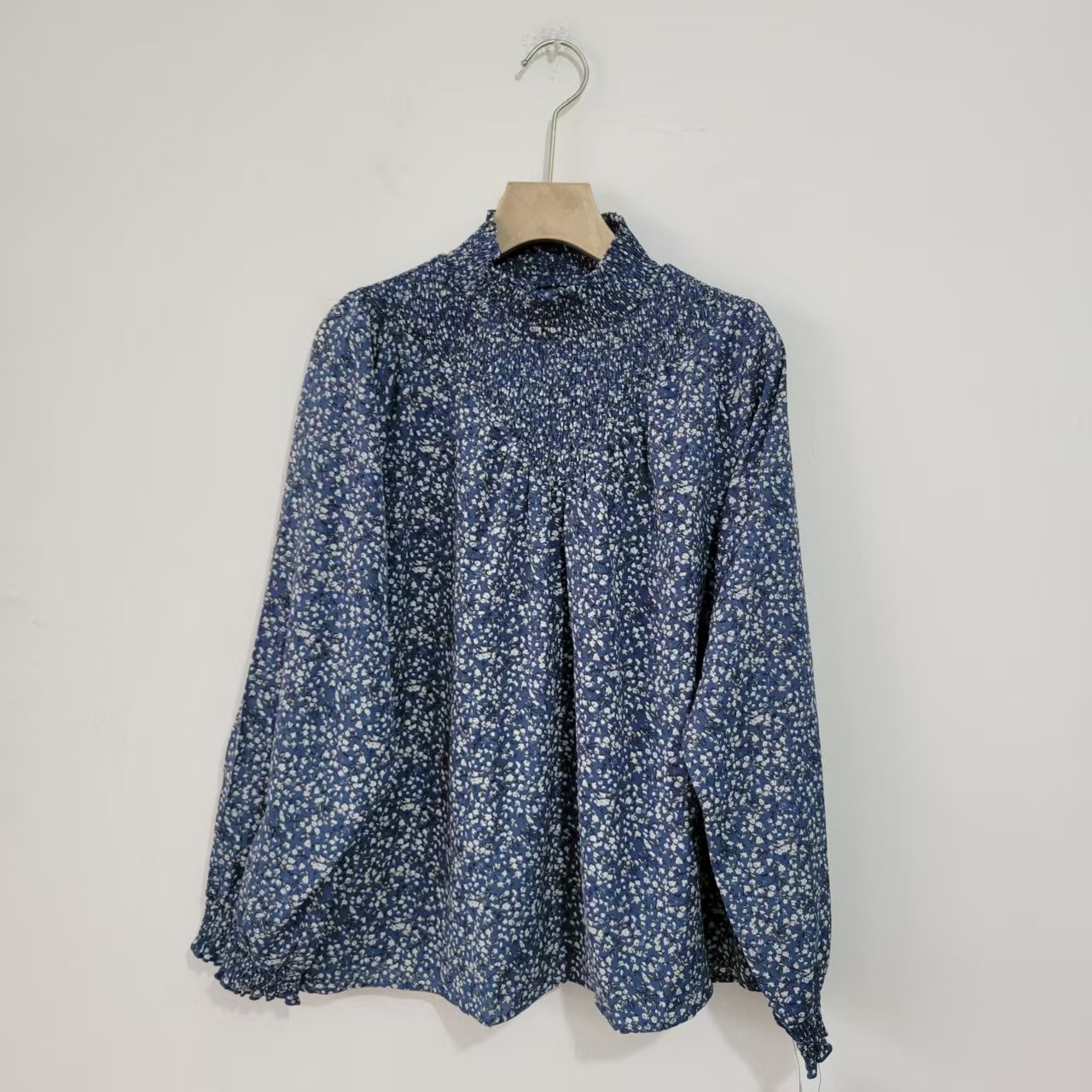 2色日单春秋季女装小清新碎花衬衫2025新款立领宽松长袖上衣显瘦