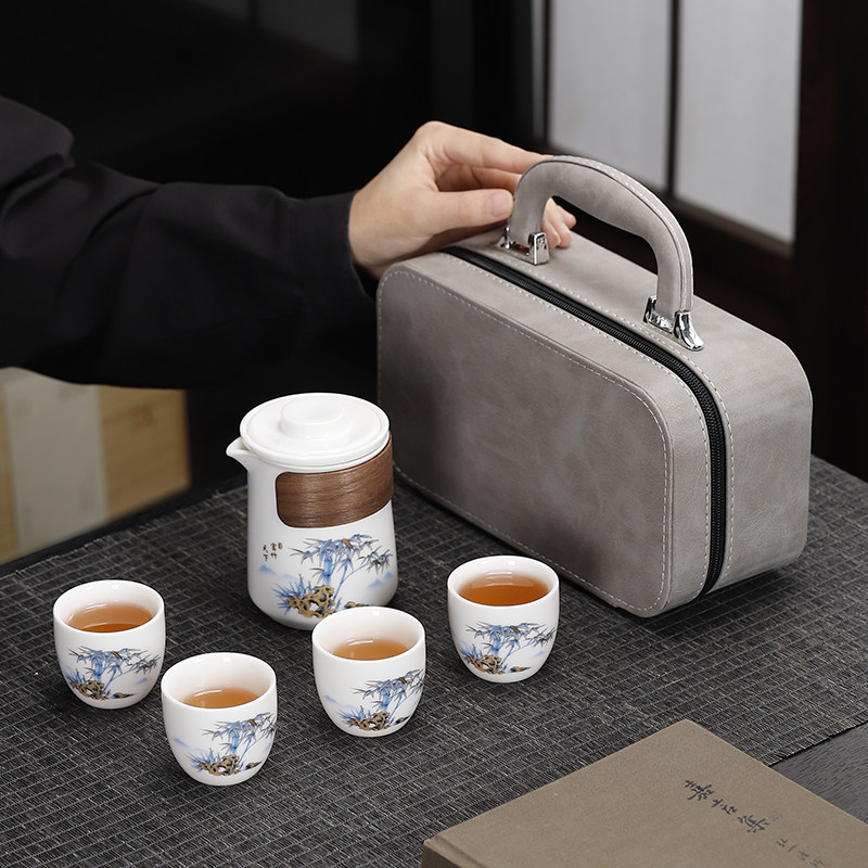 中式富竹天下户外便携旅行功夫茶具套装家用德化白瓷快客杯泡茶壶,餐饮具,功夫茶具,淘宝优惠券,粉丝福利购,淘宝优惠卷
