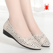 新款 中老年妈妈鞋 蜘蛛王女鞋 女软底透气单鞋 休闲镂空凉鞋 2026夏季