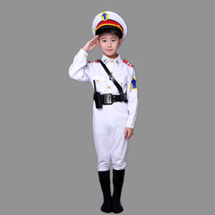 动画片白猫警长演出服装 万圣节cosplay白猫警员套装