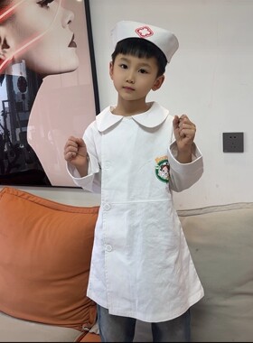 儿童纯棉医生护士服小孩子白大褂手术服六一幼儿园角色扮演服装