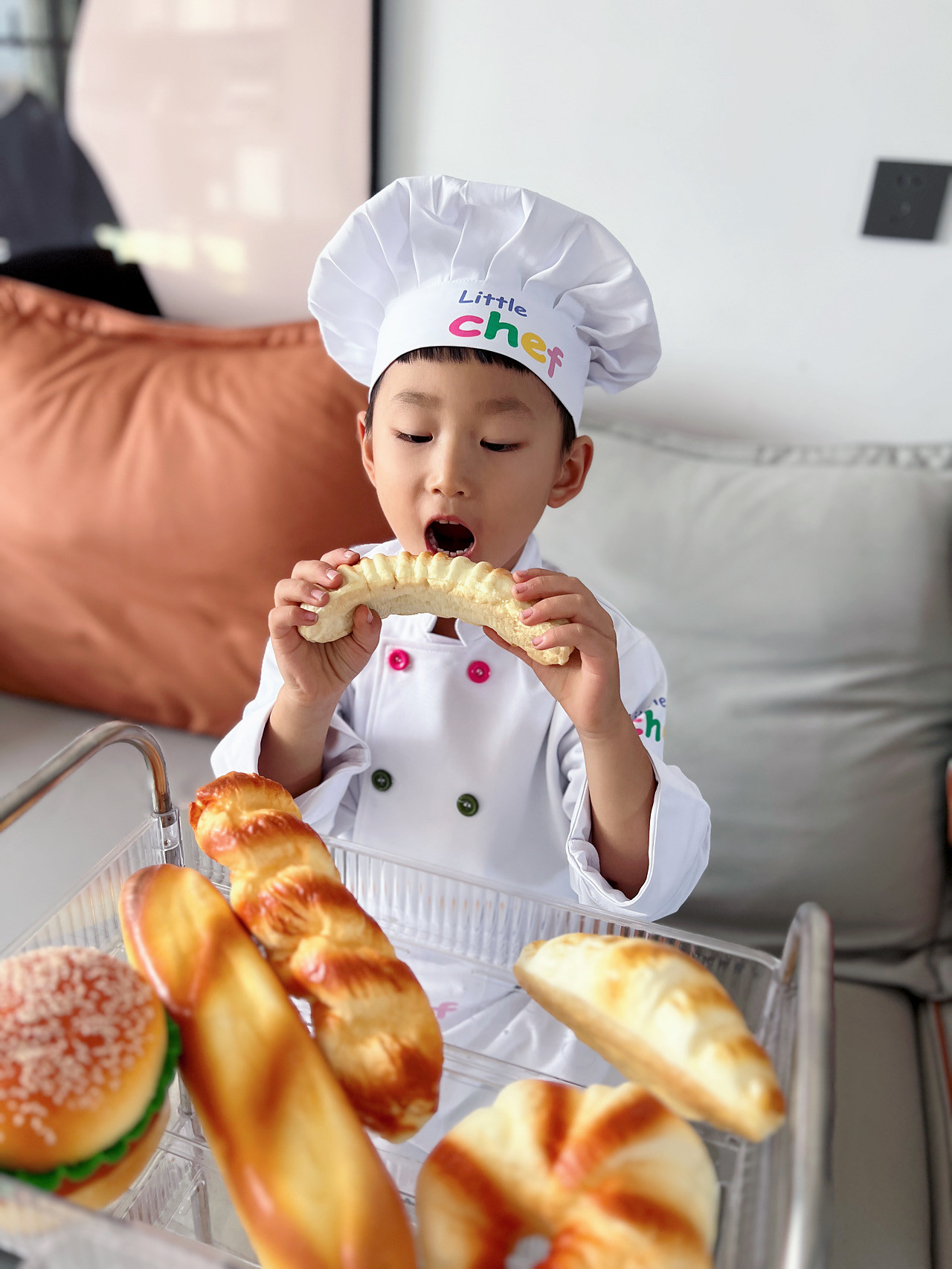 儿童小厨师服套装表演服糖果彩扣小孩厨房烘焙幼儿园宝宝过家家服