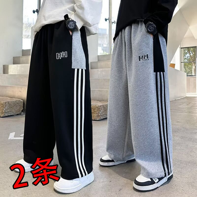 男童三条杠裤子秋冬款冬装休闲裤