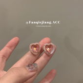 一只番茄酱适合春天 施家爱心钻耳环高级感轻奢少女古怪可爱