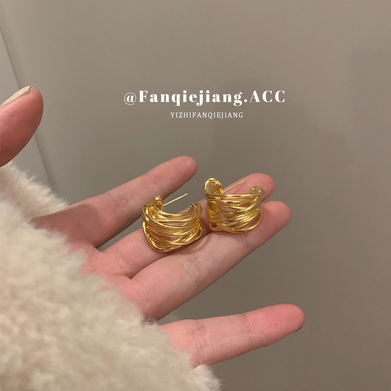 重工！高级感法式复古气质多层缠绕线条耳环耳钉女,饰品/流行首饰/时尚饰品新,耳环,淘宝优惠券,粉丝福利购,淘宝优惠卷