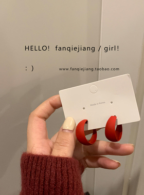 适合过年的红色精致小圆圈耳环耳钉女925银针