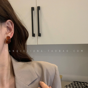 复古方形醋酸耳环耳钉简约冷淡风2020年新款 潮韩国气质网红港风