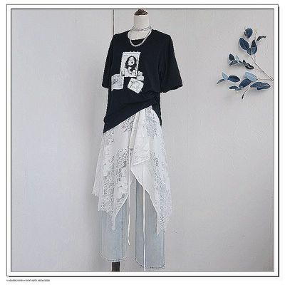 不规则蕾丝屁帘长款韩国代购A字