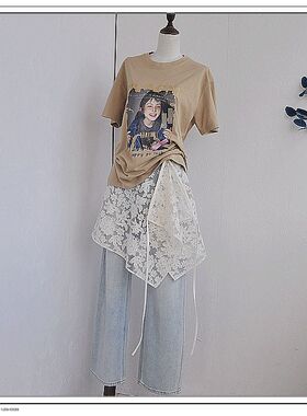 原创设计一片式系带罩裙单层刺绣网纱裙蕾丝屁帘裙帘围裙叠穿多穿