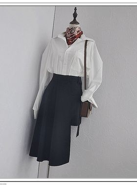 原创设计手工制作黑色百搭OL通勤腰封裙围裙束腰裙围裹裙裹身裙