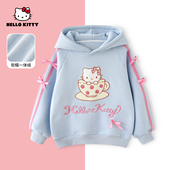 HelloKitty冬季 女童保暖加绒上衣连帽儿童一体绒卫衣AC5423MK559
