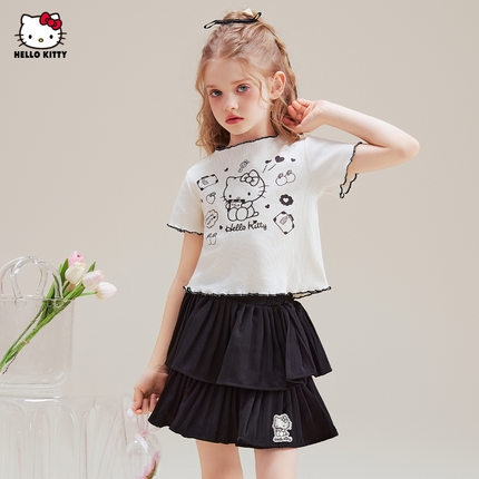 HelloKitty凯蒂猫女童夏季套装2025新款甜酷韩系短裙套装中大童装