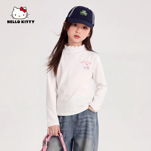 HelloKitty凯蒂猫女童秋冬加绒打底衫2026款保暖加厚洋气长袖T恤