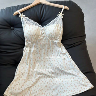 性感睡衣 纯欲风修身 Nicelaisiii花嫁 小碎花带胸垫吊带睡裙女夏季