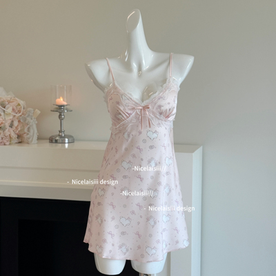 小奶猫带胸垫冰丝睡裙超可爱