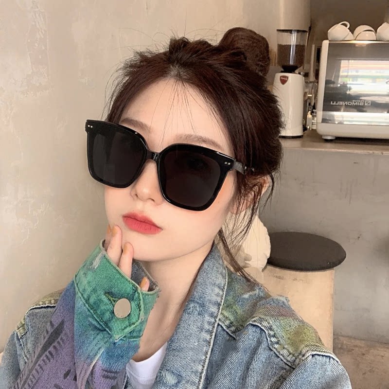 时尚超大方框墨镜女高级感ins网红大脸显瘦防紫外线太阳眼镜男潮