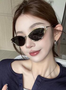 复古欧美辣妹风猫眼金边太阳眼镜