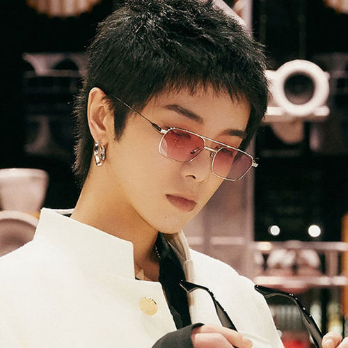 防晒墨镜长方形复古男女款金属框
