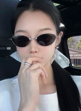港风复古猫眼椭圆墨镜女潮高级感