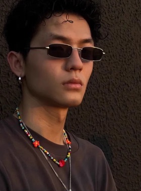 韩版复古长方形搞怪墨镜男士偏光开车太阳镜网红个性小框眼镜女潮