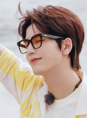 王嘉尔墨镜男潮痞帅日落色太阳镜