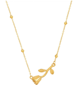 Choker颈链ins玫瑰花项链女小众轻奢简约气质镀K金色精致锁骨链