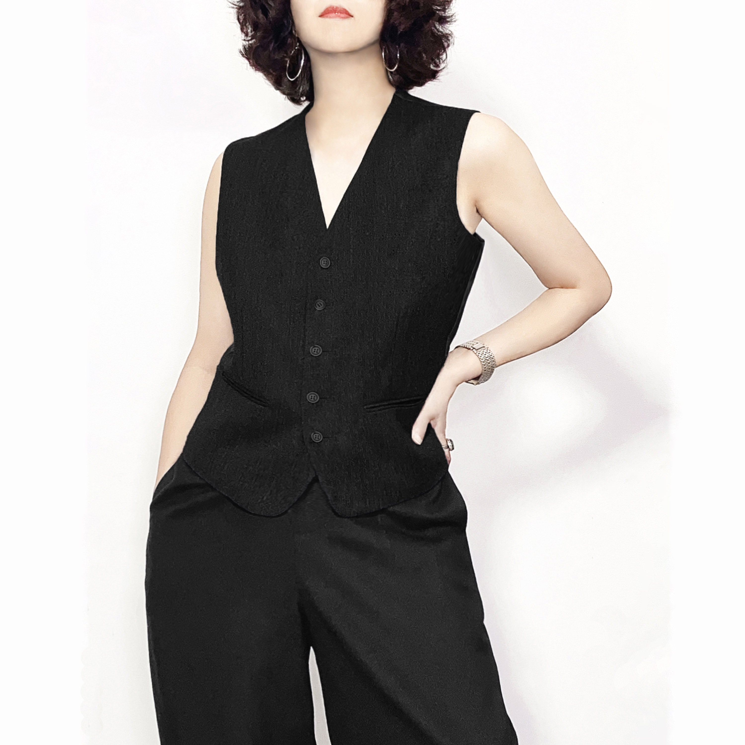 陈小满原创设计黑色羊毛马甲