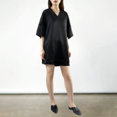 陈小满原创设计素绉缎30姆米重磅真丝V领T恤女高级感2025夏季 新款