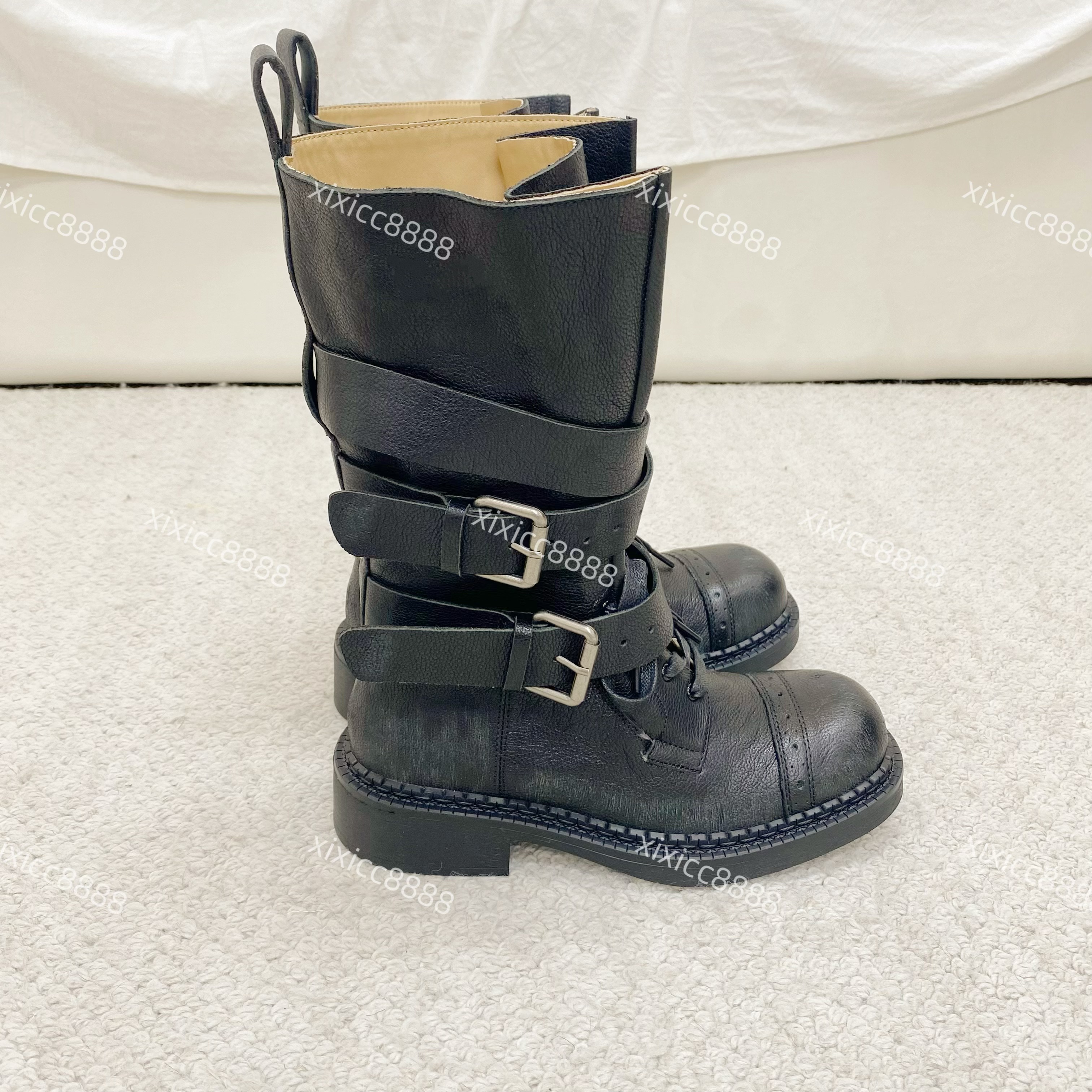 战损毒液靴软牛皮舒适百搭马靴