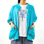 百搭单排扣女宽松衬衫 时尚 防晒上衣显瘦休闲衬衣 新款 纯棉日单夏季