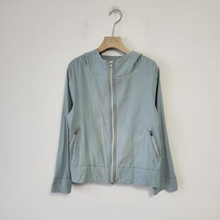 亚麻日单春秋季 休闲连帽拉链短外套女日系纯色A型显瘦外套