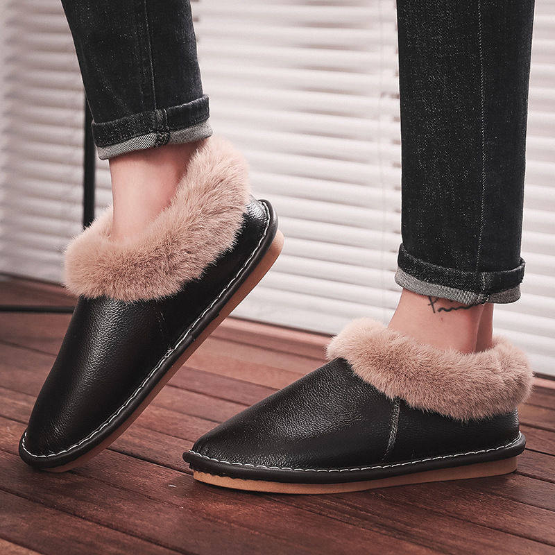 拖鞋冬地板男女包跟防滑厚底居家室内情侣棉鞋月子鞋加厚居家休闲