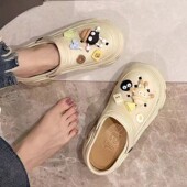 夏季 女生外穿卡通风洞洞鞋 拖鞋 学生宿舍2025沙滩防滑厚底凉拖鞋