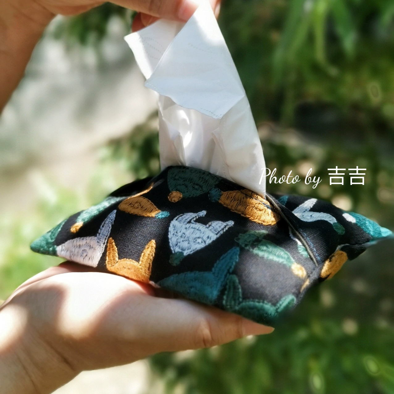 手工40抽可心柔纸巾盒随身便携布艺刺绣迷你纸巾收纳包锦缎抽纸套