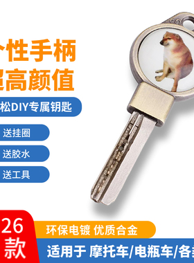 Cheems狗狗钥匙改装柴犬meme沙雕表情包电摩托车钥匙柄替换头夜光