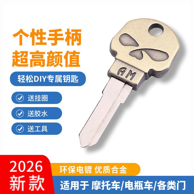 钥匙改装替换柄头电动摩托车机车小刀九号雅迪小牛机械骷髅钥匙头