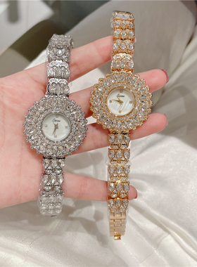 复古宫廷轻奢镶钻精致手链表花形高级感石英小金表 A312