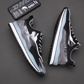 男2025秋冬新款 加绒阿甘鞋 男鞋 拼色跑步鞋 韩版 软底真皮运动休闲鞋