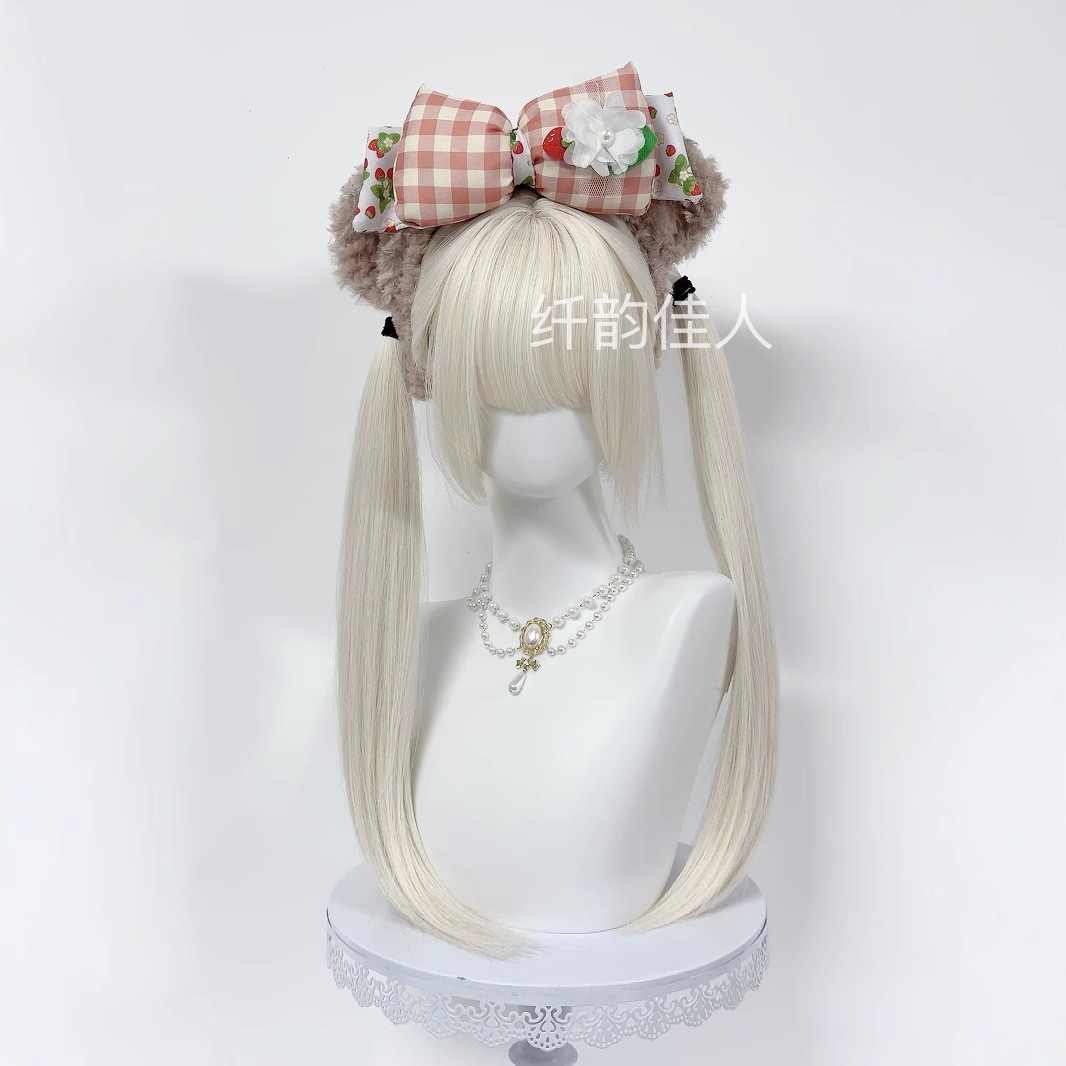 纤韵佳人假发女少萝双马尾Lolita奶金色长直发甜妹jk逼真全头套式